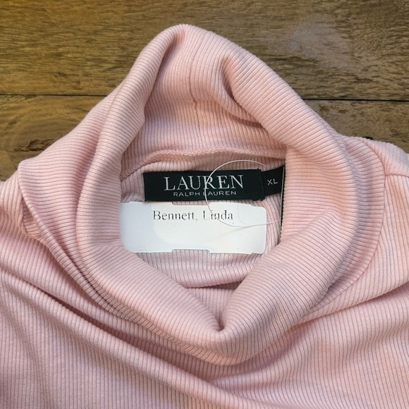RALPH LAUREN | Pink Turtleneck Ribbed Long Sleeve Top | Size Large - Picture 7 of 11